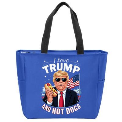 I Love Trump And Hot Dogs Hilarious Conservative Zip Tote Bag