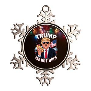 I Love Trump And Hot Dogs Hilarious Conservative Metallic Star Ornament