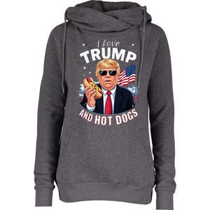 I Love Trump And Hot Dogs Hilarious Conservative Womens Funnel Neck Pullover Hood