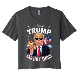 I Love Trump And Hot Dogs Hilarious Conservative Women's Crop Top Tee