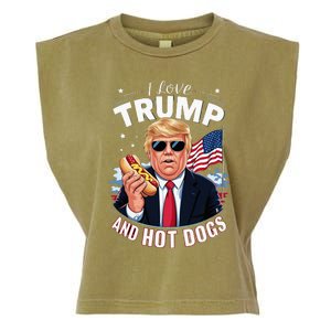 I Love Trump And Hot Dogs Hilarious Conservative Garment-Dyed Women's Muscle Tee