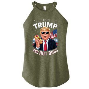 I Love Trump And Hot Dogs Hilarious Conservative Women's Perfect Tri Rocker Tank