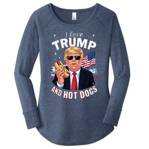 I Love Trump And Hot Dogs Hilarious Conservative Women's Perfect Tri Tunic Long Sleeve Shirt