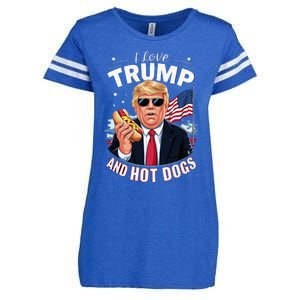 I Love Trump And Hot Dogs Hilarious Conservative Enza Ladies Jersey Football T-Shirt