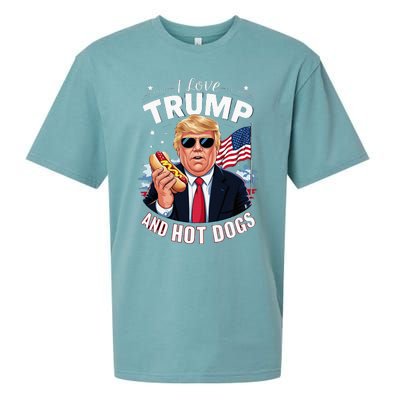 I Love Trump And Hot Dogs Hilarious Conservative Sueded Cloud Jersey T-Shirt