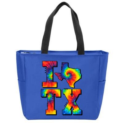 I Love Texas Funny Tie Dye Texas Lovers Zip Tote Bag