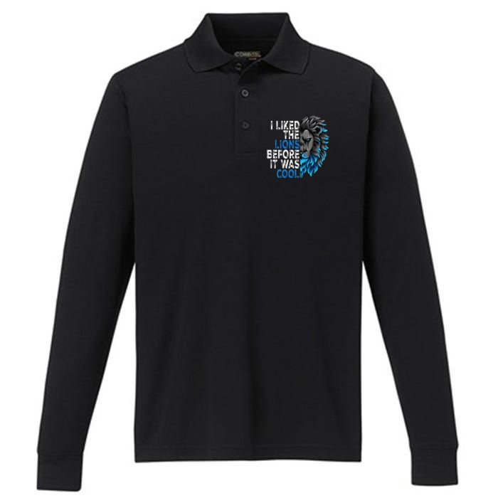 I Liked The Lions Before It Was Cool Performance Long Sleeve Polo