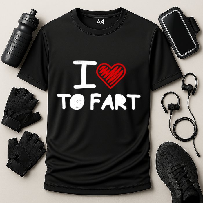 I Love To Fart Heart Farting Joke Gag Farter Funny Cooling Performance Crew T-Shirt