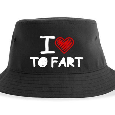 I Love To Fart Heart Farting Joke Gag Farter Funny Sustainable Bucket Hat