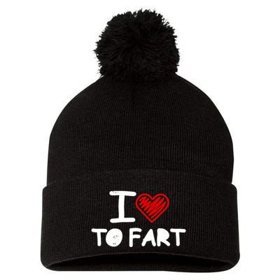 I Love To Fart Heart Farting Joke Gag Farter Funny Pom Pom 12in Knit Beanie