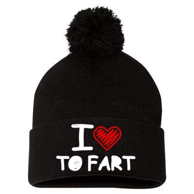 I Love To Fart Heart Farting Joke Gag Farter Funny Pom Pom 12in Knit Beanie