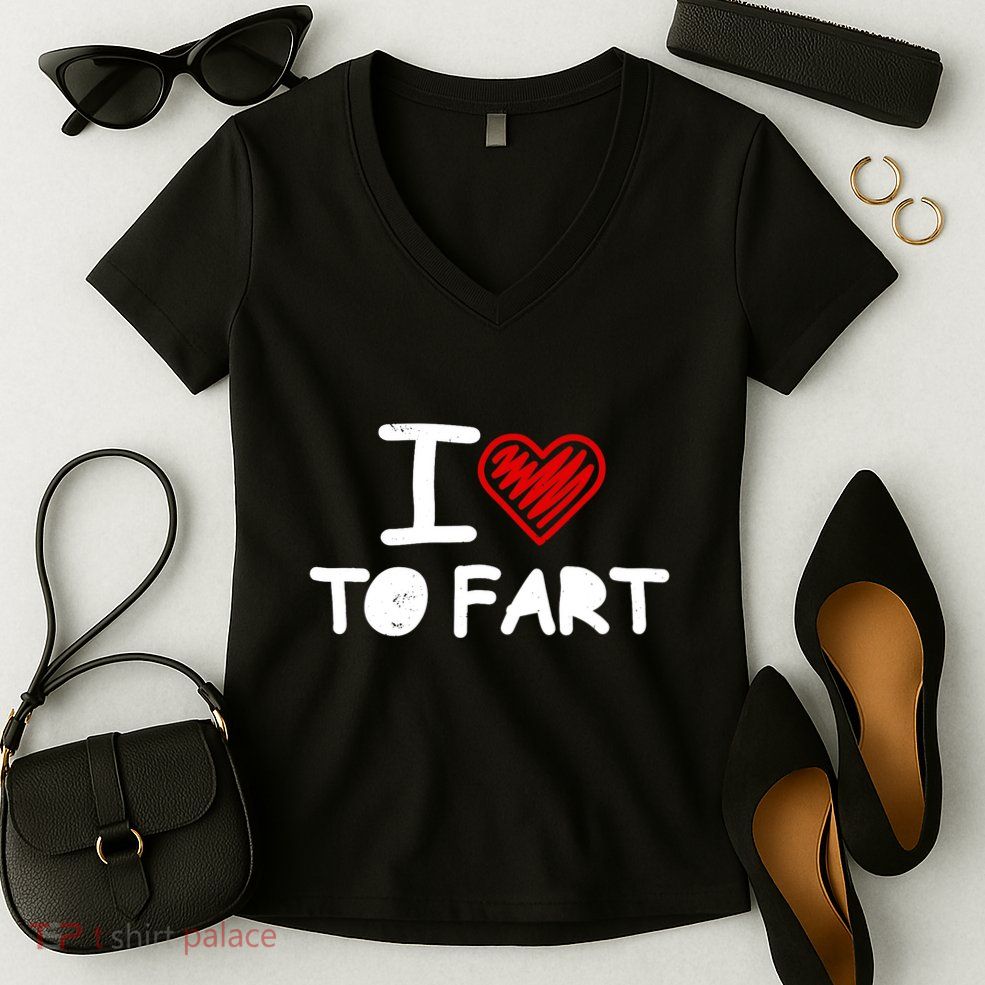I Love To Fart Heart Farting Joke Gag Farter Funny Women's V-Neck T-Shirt