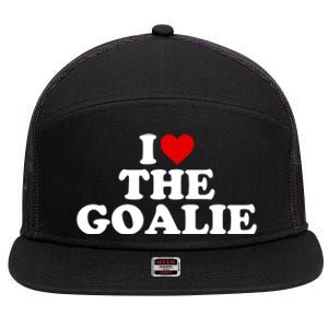 I Love The Goalie Heart Gift 7 Panel Mesh Trucker Snapback Hat