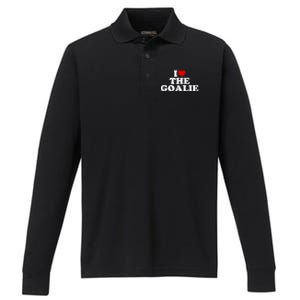 I Love The Goalie Heart Gift Performance Long Sleeve Polo