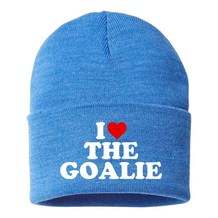 I Love The Goalie Heart Gift Sustainable Knit Beanie