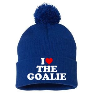 I Love The Goalie Heart Gift Pom Pom 12in Knit Beanie