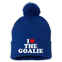 I Love The Goalie Heart Gift Pom Pom 12in Knit Beanie