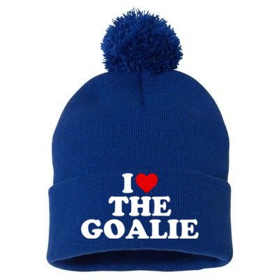 I Love The Goalie Heart Gift Pom Pom 12in Knit Beanie