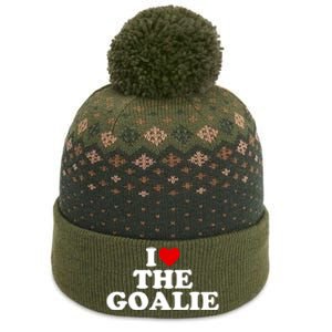 I Love The Goalie Heart Gift The Baniff Cuffed Pom Beanie