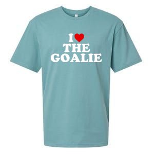 I Love The Goalie Heart Gift Sueded Cloud Jersey T-Shirt