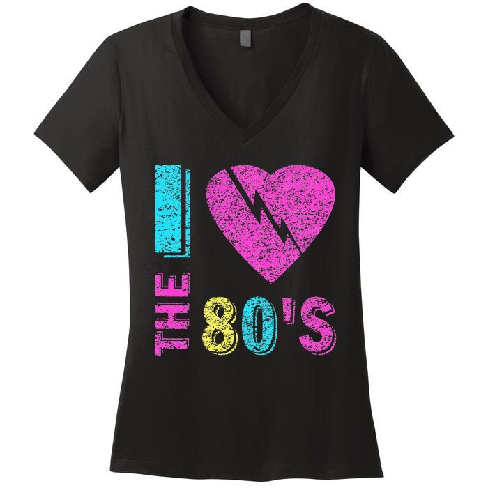 I Love The 80S 80s 90s Costume Party Women's V-Neck T-Shirt