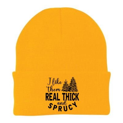 I Like Them Real Thick And Sprucy Christmas Trees Funny Xmas Knit Cap Winter Beanie