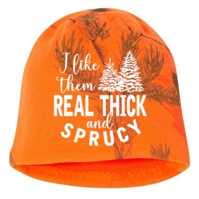 I Like Them Real Thick And Sprucy Christmas Trees Funny Xmas Kati - Camo Knit Beanie