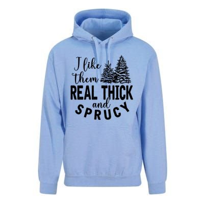 I Like Them Real Thick And Sprucy Christmas Trees Funny Xmas Unisex Surf Hoodie