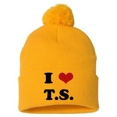 I Love TS Pom Pom 12in Knit Beanie