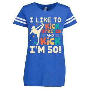 I Like To Kick Stretch And Kick I'm 50  50th Birthday Enza Ladies Jersey Football T-Shirt