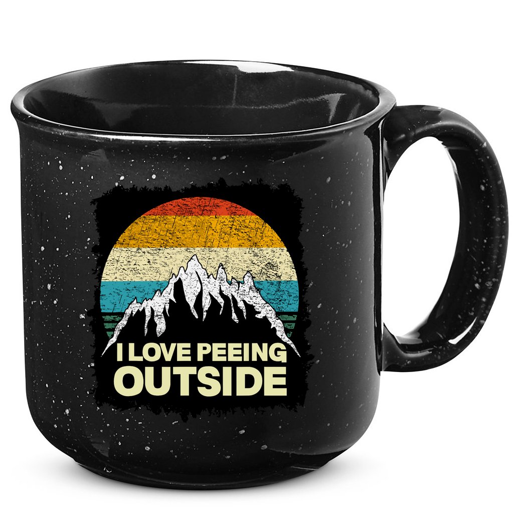 I Love To Pee Outside Funny Outdoor Man Camping 15oz Campfire Ceramic Mug