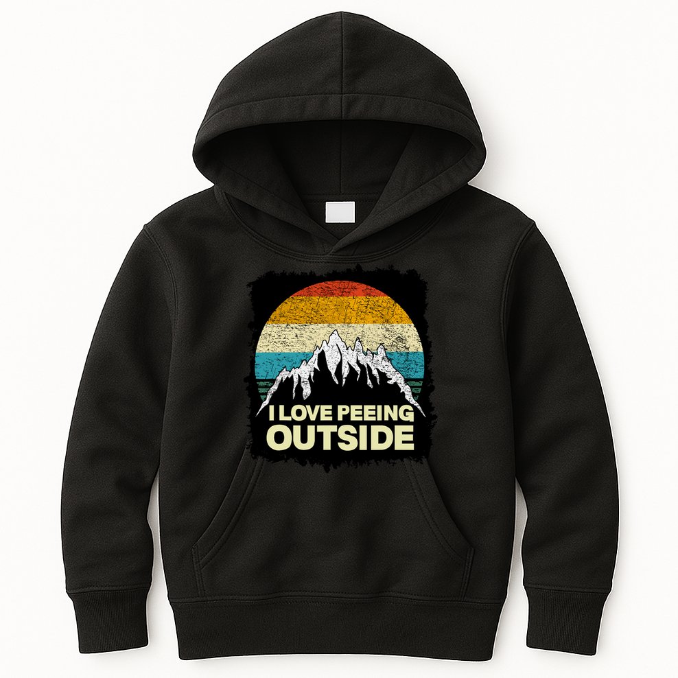 I Love To Pee Outside Funny Outdoor Man Camping Kids Hoodie