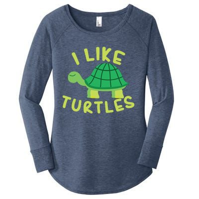 I Like Turtles Tortoise Sea Animal Funny Gift Women's Perfect Tri Tunic Long Sleeve Shirt