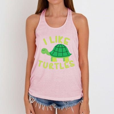 I Like Turtles Tortoise Sea Animal Funny Gift Women's Knotted Racerback Tank