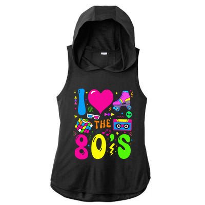 I Love The 80S Party 1980s Themed Costume 80s Ladies PosiCharge Tri-Blend Wicking Draft Hoodie Tank