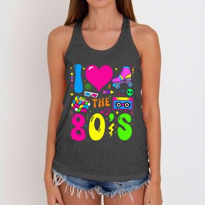 I Love The 80S Party 1980s Themed Costume 80s Women's Knotted Racerback Tank