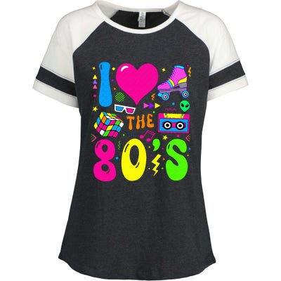 I Love The 80S Party 1980s Themed Costume 80s Enza Ladies Jersey Colorblock Tee