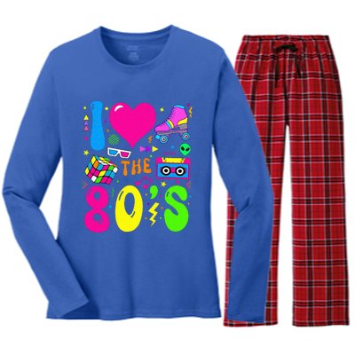 I Love The 80S Party 1980s Themed Costume 80s Women's Long Sleeve Flannel Pajama Set 