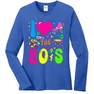 I Love The 80S Party 1980s Themed Costume 80s Ladies Long Sleeve Shirt