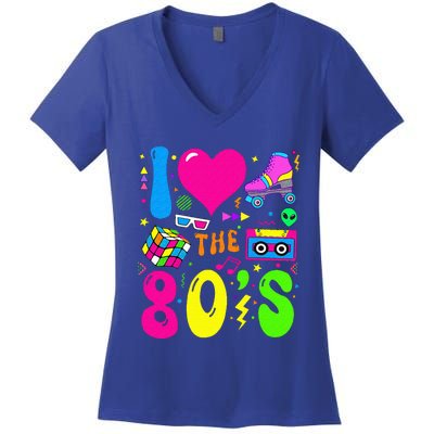 I Love The 80S Party 1980s Themed Costume 80s Women's V-Neck T-Shirt