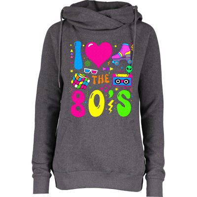 I Love The 80S Party 1980s Themed Costume 80s Womens Funnel Neck Pullover Hood