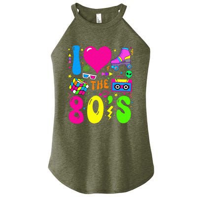 I Love The 80S Party 1980s Themed Costume 80s Women's Perfect Tri Rocker Tank