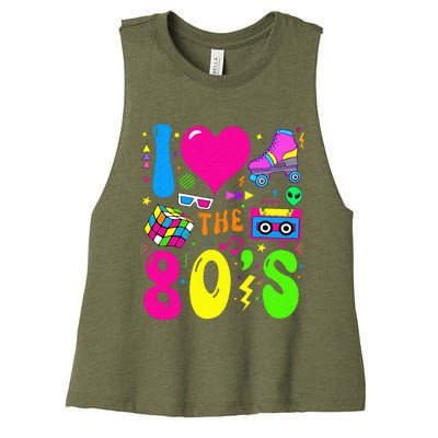 I Love The 80S Party 1980s Themed Costume 80s Women's Racerback Cropped Tank