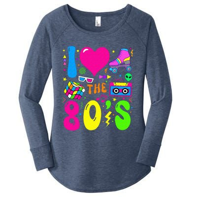 I Love The 80S Party 1980s Themed Costume 80s Women's Perfect Tri Tunic Long Sleeve Shirt