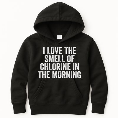 I Love The Smell Of Chlorine In The Morning Funny Swimmer Swimming Kids Hoodie