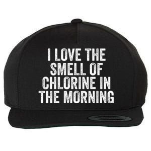 I Love The Smell Of Chlorine In The Morning Funny Swimmer Swimming Wool Snapback Cap