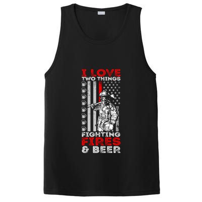 I Love Two Things Fighting Fires And Beer Funny Gift PosiCharge Competitor Tank