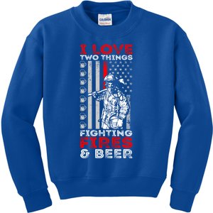 I Love Two Things Fighting Fires And Beer Funny Gift Kids Sweatshirt