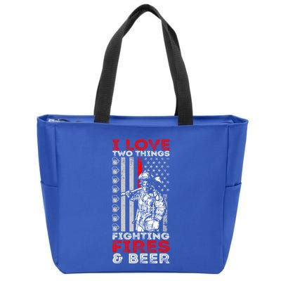 I Love Two Things Fighting Fires And Beer Funny Gift Zip Tote Bag