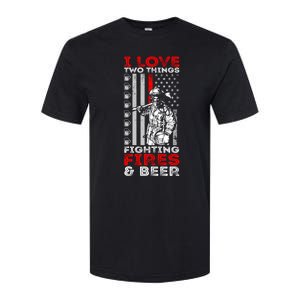 I Love Two Things Fighting Fires And Beer Funny Gift Softstyle CVC T-Shirt